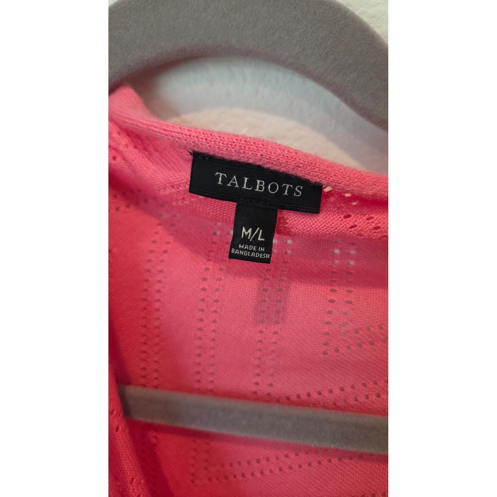 Talbots Pink Chevron Knit Button Poncho Cape M/L - Picture 2 of 4